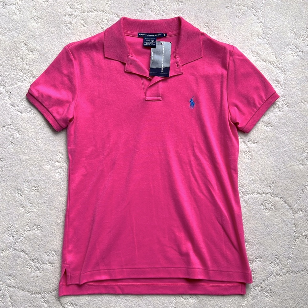 NWT Pink Ralph Lauren Polo Short Sleeve Shirt w/Blue Embroidered Pony Logo